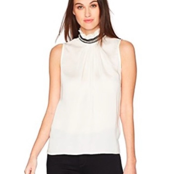 Nanette Lepore Ruffle Mock Neck Sleeveless Blouse - Picture 2 of 14